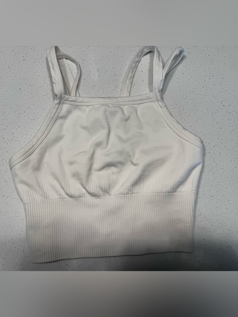Zella Cream Ribbed Cropped Tank